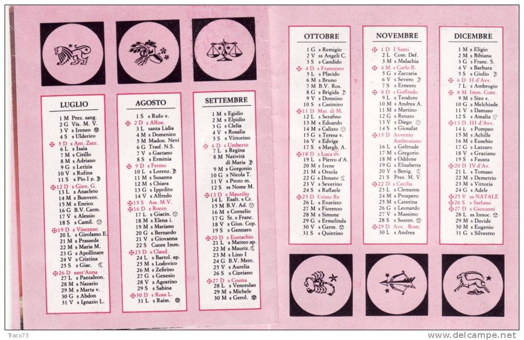 PALERMO / Calendario da Barbiere " SIRENE " _ 1970