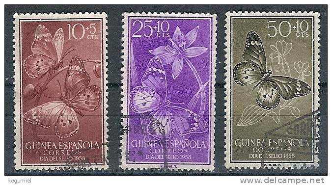 Guinea U 388/390 (o) Mariposas. 1958 - Spanish Guinea