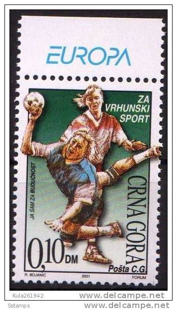 2001 X EUROPA CEPT MONTENEGRO 2001 CRNA GORA HANDBALL PALLA A MANO - SPORT NEVER HINGED - Handbal