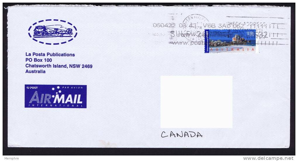 2005  Airmail Letter To Canada International $1,80 Stamp Mt William Natl Park - Covers & Documents