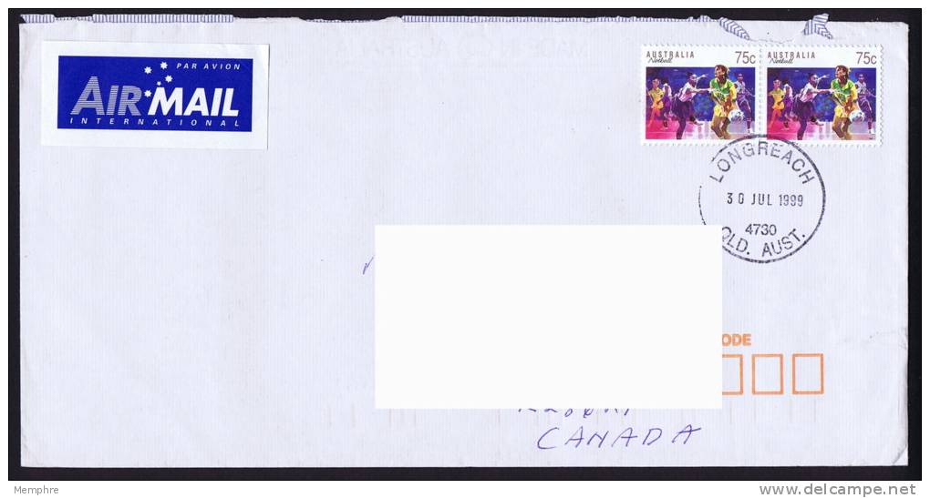 1990 Air Letter To Canada, Sports $0,75 Netball X 2 - Cartas & Documentos