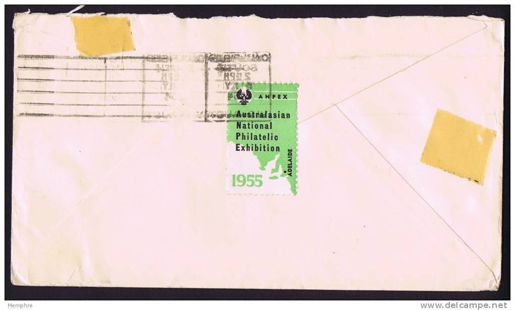 1954  Letter From Australasian Philatelic Exhibition To Canada SG 276 Red Cross, Exhibition Label On Back - Storia Postale