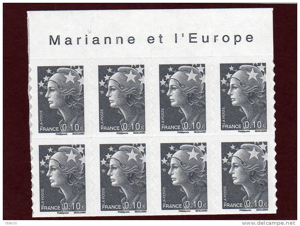 210 De 2008 - (4228) - Neuf ** Adhésif. Bloc De 8 Timbres Marianne Et L´Europe - Beaujard. 10c.. - Altri & Non Classificati