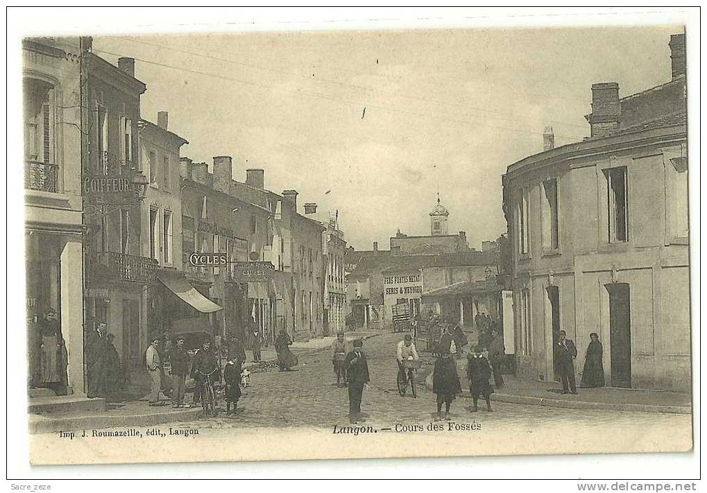 LANGON(33)-neuve-cours Des Fossés-tres Animée-attelage-cycles CAUBET - Langon