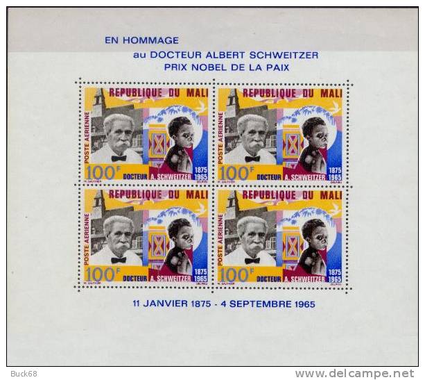 MALI Bloc 4 * MH : Albert SCHWEITZER Kaysersberg Nobel Paix Lambaréné Lèpre Gunsbach Gabon - Albert Schweitzer