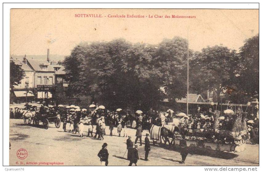 Sotteville-les Rouen Carnaval Cavalcade Enfantine Le Char Des Moissonneurs Cpa Gros Plan Animé 76 Seine-Maritime - Sotteville Les Rouen