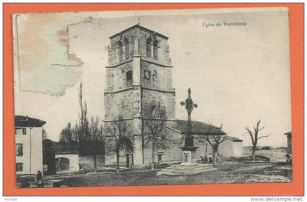 W121, Eglise De Verrières, Circulée 1922 - Montbrison