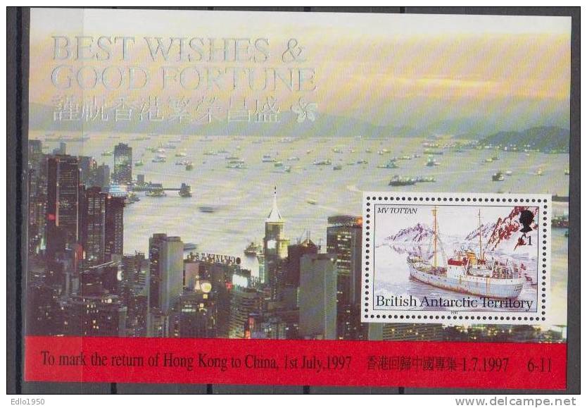 BAT British Antarctic Teritory 1997 Hong Kong Return To Chin - Mi. Bl. 6 - MNH (**) - Ongebruikt