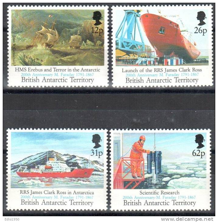 BAT British Antarctic Territory 1991 200th Birthday M Faraday - Mi 189-92 - MNH (**) - Unused Stamps