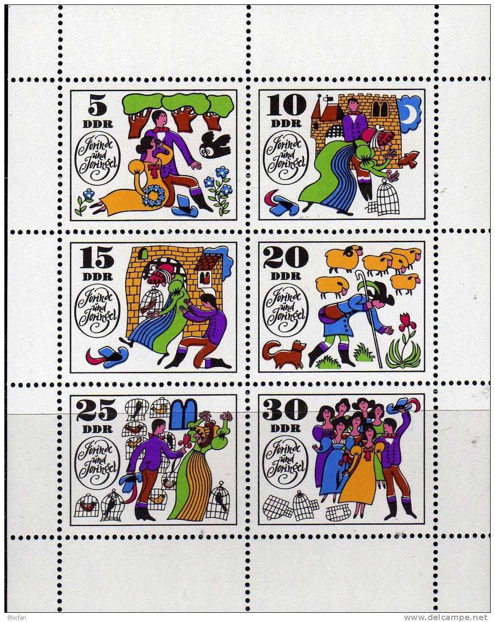 Grimms Märchen 1969 DDR 1450/5 Kleinbogen ** 3€ Jorinde Und Joringel Blocchi Bf Story Bloc Children Sheetlet Of Germany - Märchen, Sagen & Legenden