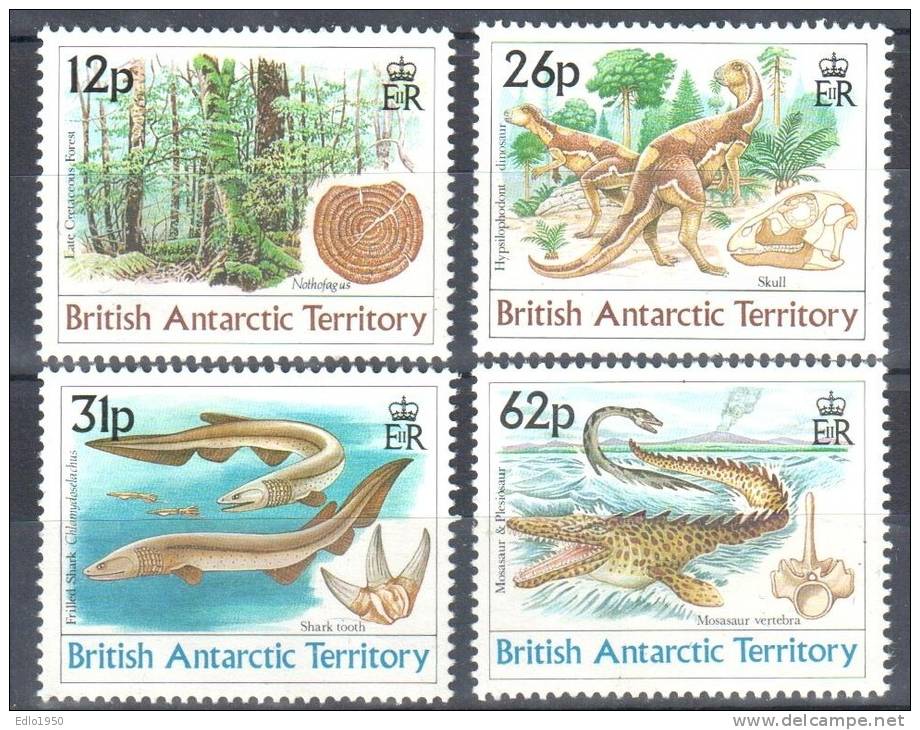BAT British Antarctic Territory 1990 Dinosaurs - Mi 173-76 - MNH (**) - Unused Stamps