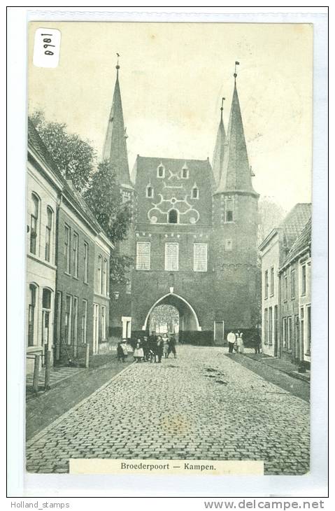 KAMPEN *  BROEDERPOORT * ANSICHTKAART * CPA * (1868) GELOPEN IN 1910 VAN KAMPEN NAAR BERGEN OP ZOOM NVPH 55 - Kampen