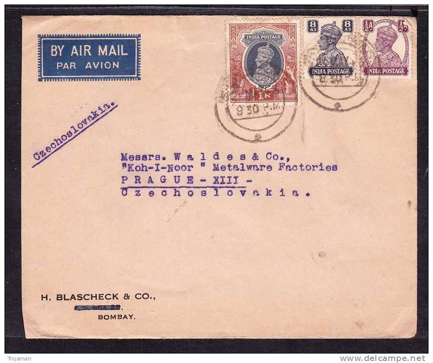 E-ASIA-21 LETTER FROM INDIA BOMBAY TO CZECHOSLOVAQUIA 24.05.46 - Airmail