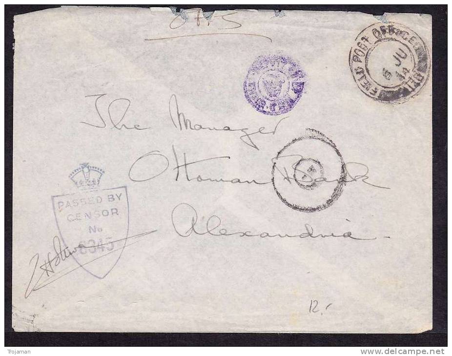 E-ASIA-29 LETTER EGYPT ALEXANDRIA 08.06.44 - Covers & Documents