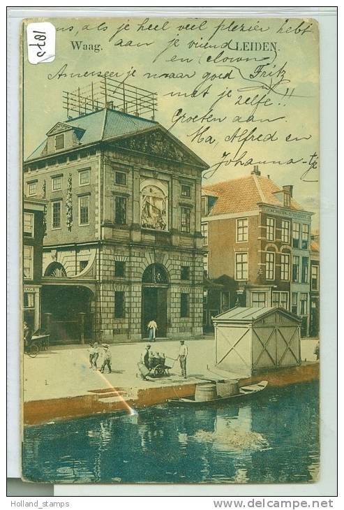 LEIDEN * WAAG *  ANSICHTKAART * CPA * (1878) GELOPEN IN 1919 NAAR GRONINGEN * NVPH 51 3X61 - Leiden