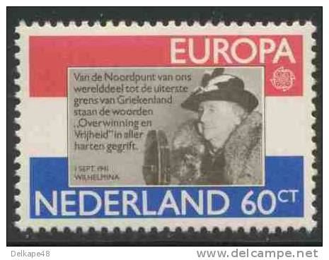 Nederland Netherlands Pays Bas 1980 Mi 1168 YT 1138 SG 1345 ** Queen Wilhelmina – Text Of 1st Of September 1941 WW II - WO2