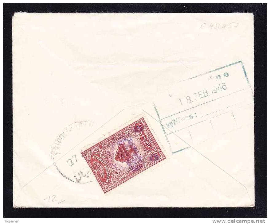 E-ASIA-57 LETTER FROM LIBANON TO CZECHOSLOVAKIA 27.12.45 - Lebanon