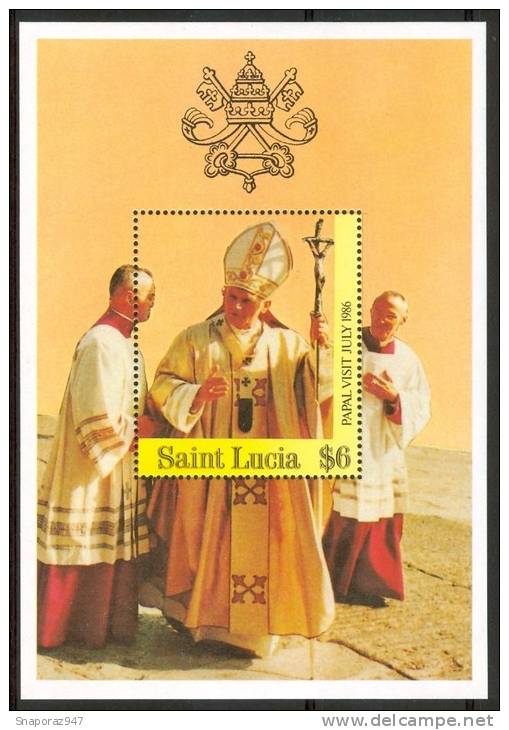 1986 St.Lucia Papi Popes Papes Wojtyla Jean Paul II Block MNH** No122 - Papas