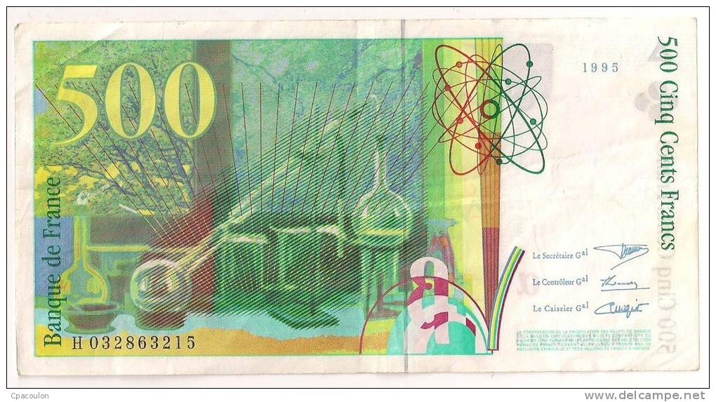 Billet 500 Francs Pierre Et Marie Curie 1995 état SUPERBE [B010] - 500 F 1994-2000 ''Pierre En Marie Curie''