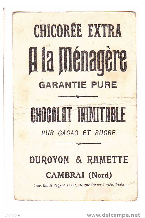 Chromo DUROYON ET RAMETTE Chicoree A La Menagere Chocolat Inimitable LUSTRE A QUINQUET Mode Chapeau - Duroyon & Ramette