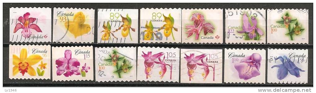 AF001 Canada 12 Stamps Used-oblit.-gestempeld - Orchidées