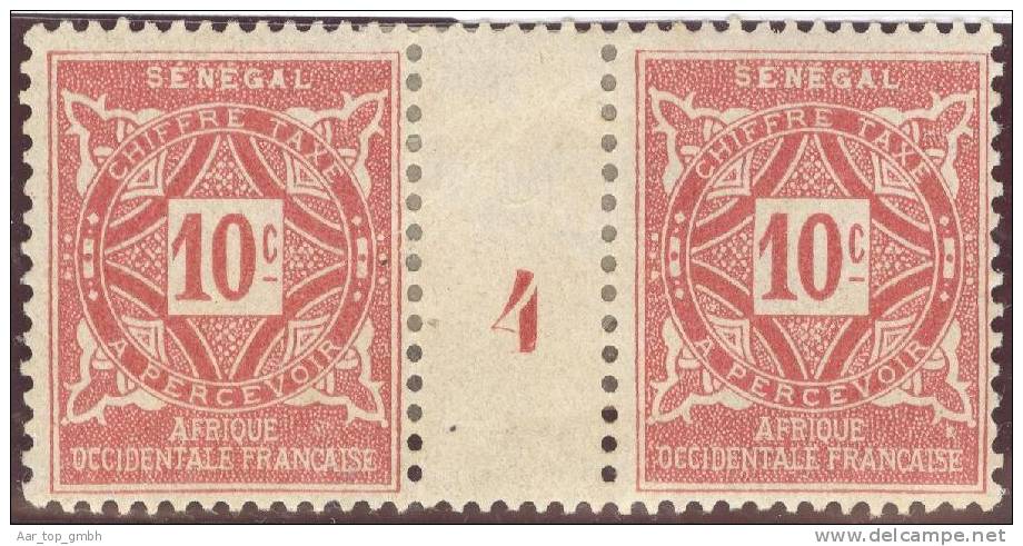 Afrika Senegal Porto 1915- Mi#13 Mit Zwischensteg + Nr. 4 * Falz - Senegal (1960-...)