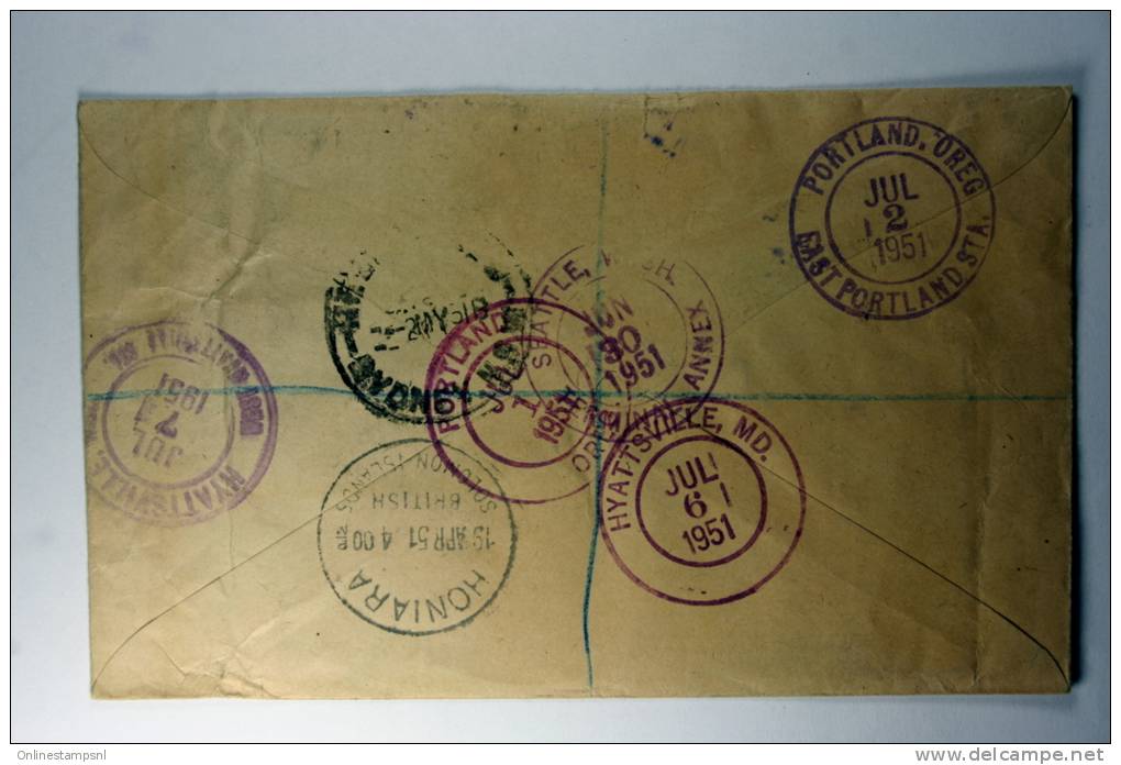 British Solomon Island Protectorate Registered Mail, On Her Majesty´s Service 1951 To USA, Very Nice Cancels - Iles Salomon (...-1978)