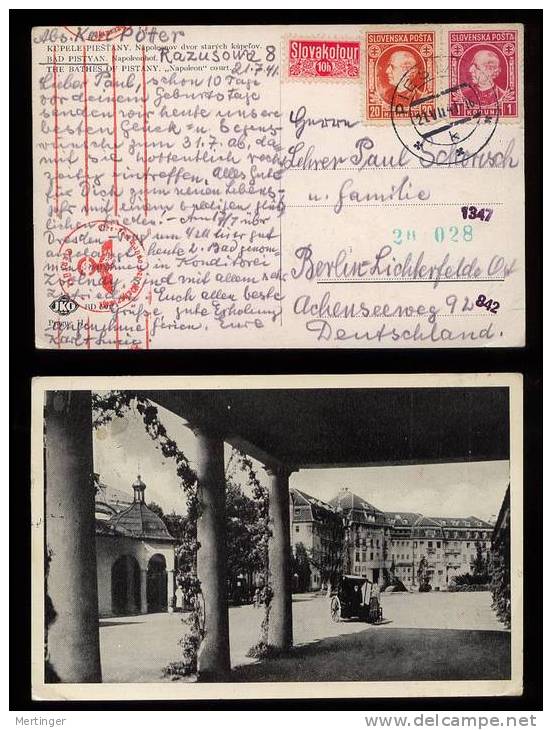 Slowakei Slovakia 1941 Censor Picture Postcard PISTYAN To Germany - Covers & Documents