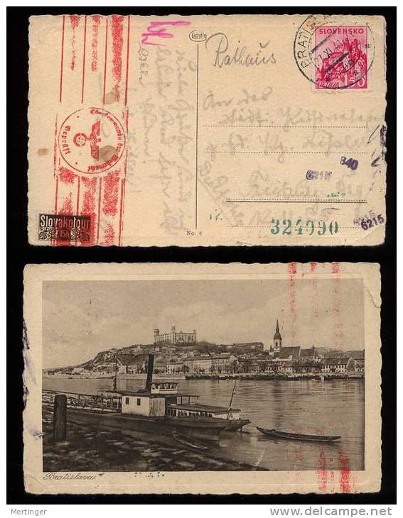 Slowakei Slovakia 1941 Censor Picture Postcard BRATISLAVA To Germany - Cartas & Documentos