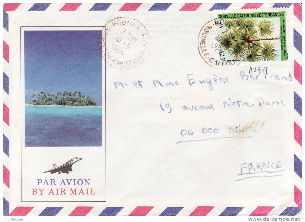 NOUVELLE CALEDONIE NOUMEA 1984 FLORE CALEDONIENNE COUCHER DE SOLEIL LETTRE PAR AVION STAMP TIMBRE MARCOPHILIE 2 SCANS - Covers & Documents