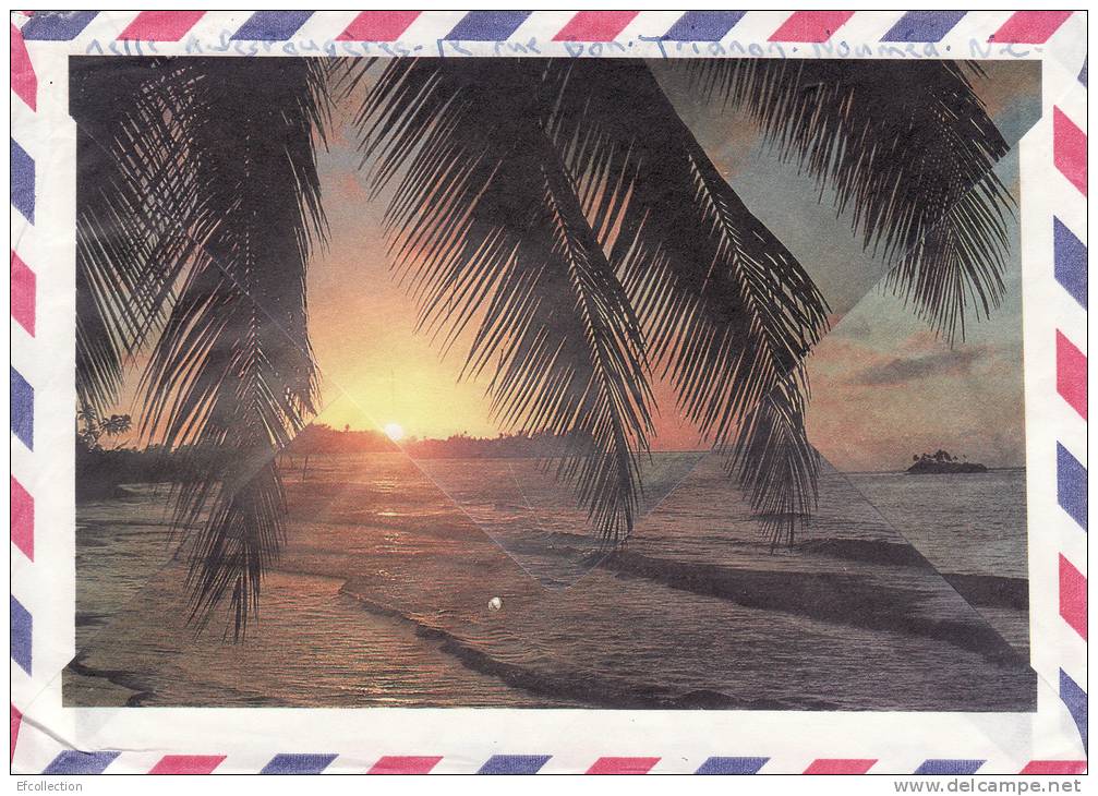 NOUVELLE CALEDONIE NOUMEA 1984 FLORE CALEDONIENNE COUCHER DE SOLEIL LETTRE PAR AVION STAMP TIMBRE MARCOPHILIE 2 SCANS - Brieven En Documenten