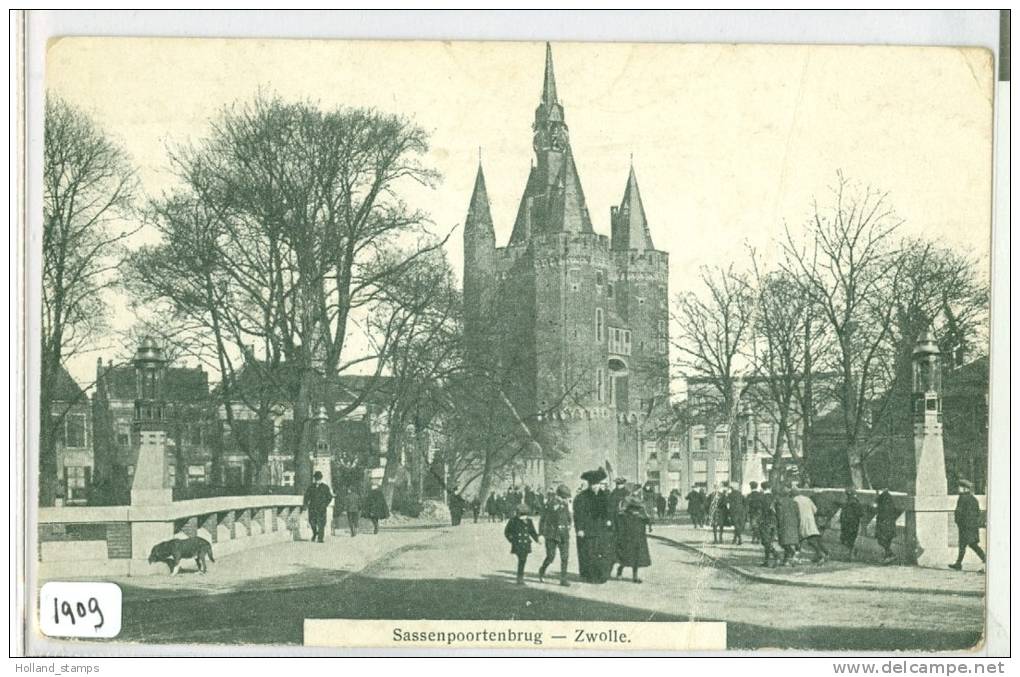 ZWOLLE SASSENPOORTENBRUG * ANSICHTKAART * CPA (1909) GELOPEN IN 1909 VAN ZWOLLE NAAR KATWIJK AAN ZEE - Zwolle