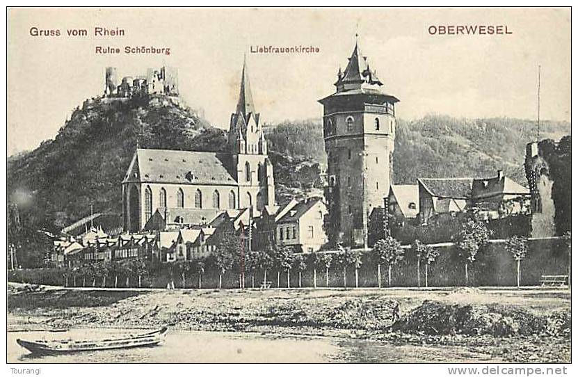 Avr13 100 : Oberwesel  -  Gruss Vom Rhein  -  Ruine Schönburg  -  Liebfrauenkirche - Oberwesel