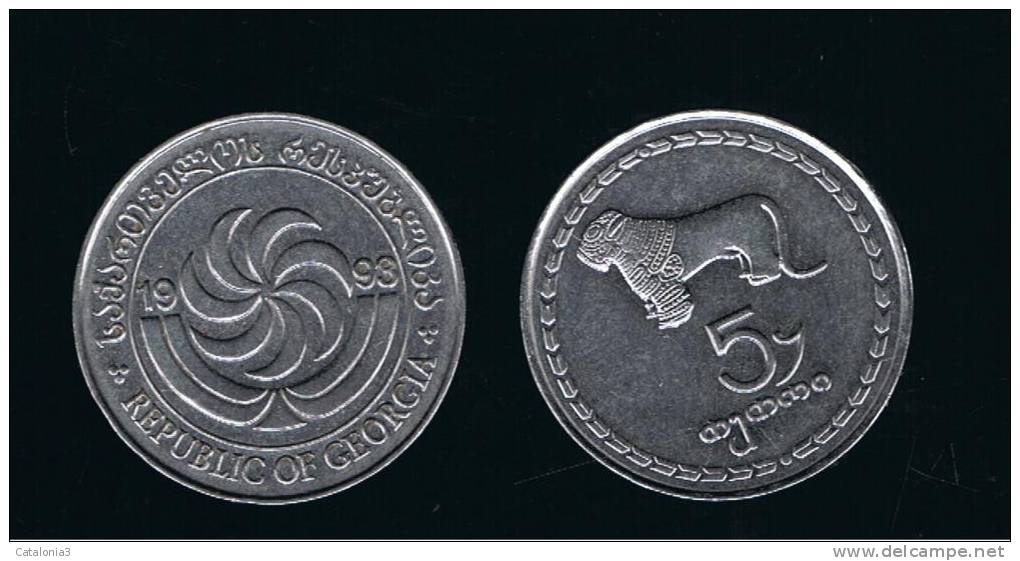 GEORGIA - 5 Thetri  1993  KM78 - Lion Animal Coin - Georgië
