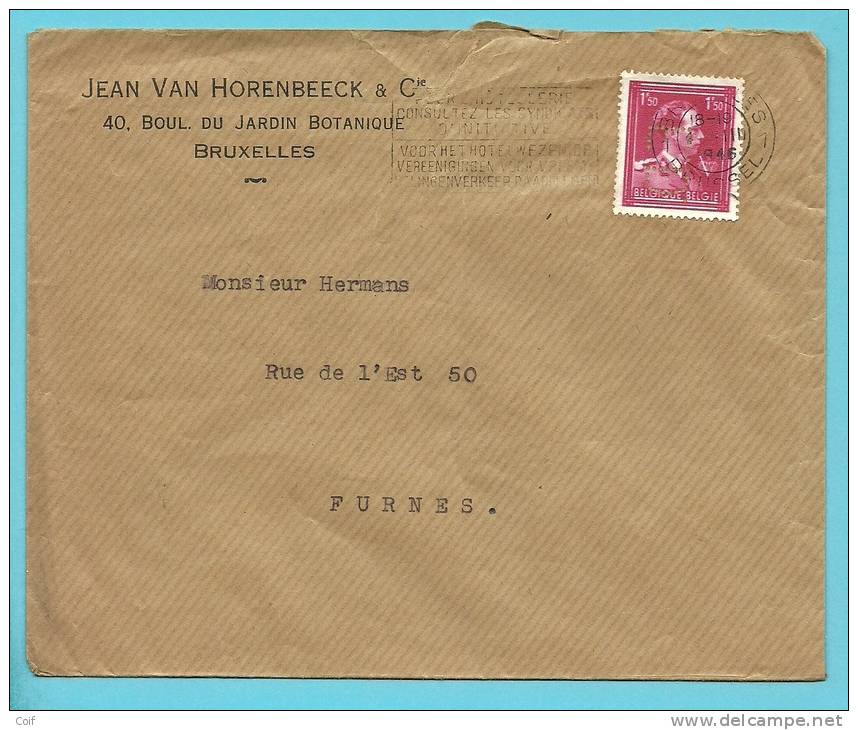 691 Op Brief Met Stempel BRUXELLES Met Firmaperforatie (perfin) "E.D." Met Hoofding JEAN VAN HORENBEECK - 1934-51