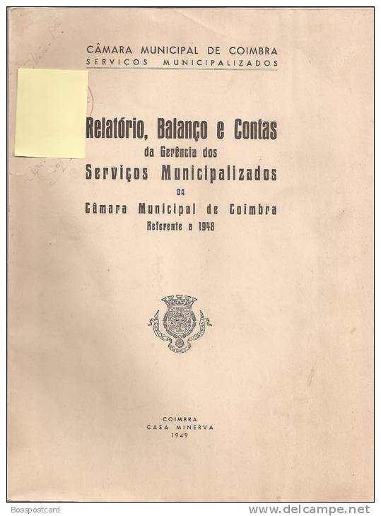 Coimbra - Relatório, Balanço E Contas Dos Serviços Municipalizados De 1948 - Libri Vecchi E Da Collezione