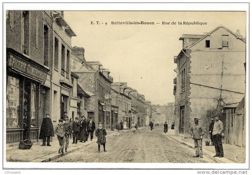 Carte Postale Ancienne Sotteville Les Rouen - Rue De La République - Sotteville Les Rouen
