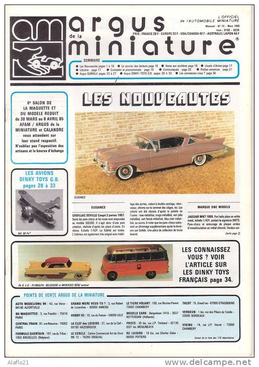 ARGUS De La MINIATURE N° 73 - Excellent état - Cotation Dinky-Toys GB - Catalogues