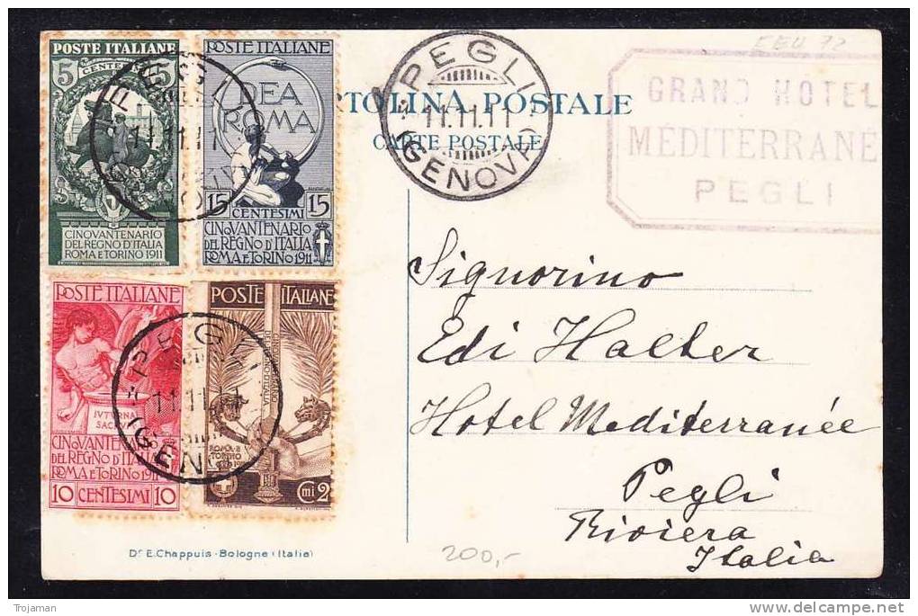 E-EU-72 LETTER FROM ITALY GEVONA 11.11.1911 - Poststempel