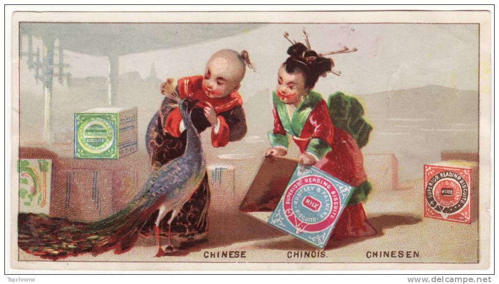 CHROMO Biscuits Huntley & Palmers Chinese Chinois Chinesen Chine Femmes Oiseau Paon - Autres & Non Classés