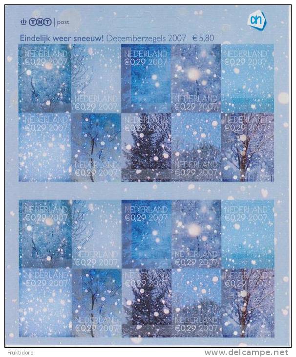 The Netherlands Mi 2531-2540 Full Sheet Christmas December Stamps - Snowfall 2007 * * Albert Heijn - Ungebraucht