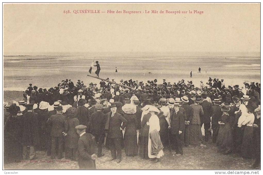 Quinéville - Fête Des Baigneurs - Le Mât De Beaupré Sur La Plage [1926/P50] - Autres & Non Classés