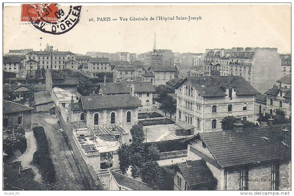 Cpa Paris, Vue Générale Sur L'hôpital St Joseph - Arrondissement: 14