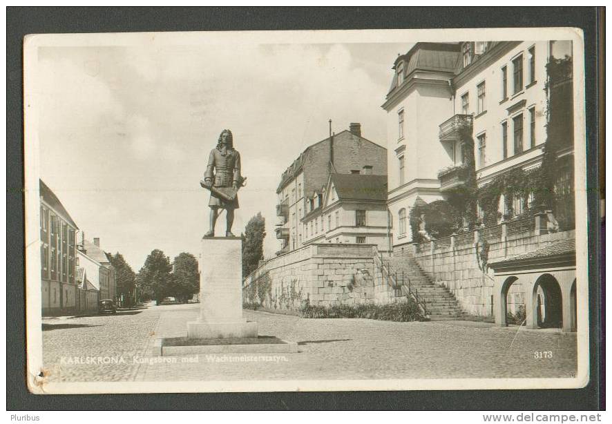 SWEDEN  KARLSKRONA  , MOMUMENT  STREET VIEW   , OLD  POSTCARD  ,m - Danzig