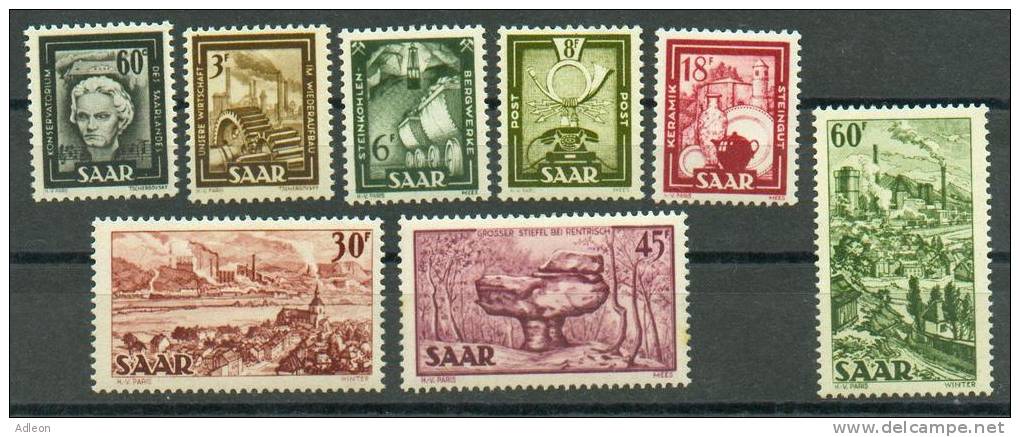 Sarre -Série Courante YT 283-290* / Saarland-Freimarken Mi.Nr. 273 + 275 + 277-78 + 282 + 285-87* - Unused Stamps