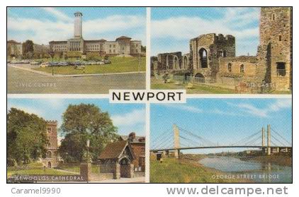Newport       Civic Centre, The Castle, St.Woolos Cathedral, George Street Bridge               Scan 4058 - Autres & Non Classés