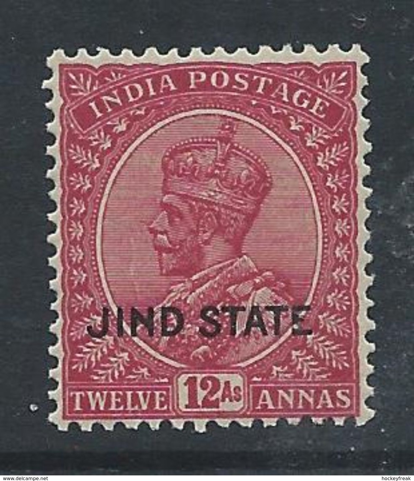 Indian States, Jind 1930 - 12a Claret, Wmk Upright SG97 MNH Cat £24 As MH SG2020 - Please See Full Description Below - Jhind
