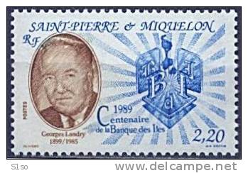 St PIERRE ET MIQUELON 1989 - Y/T N°:   511  - Centenaire Banque Des Iles - Neuf Sans Charnière - Côte 1,25 €uros - Ongebruikt