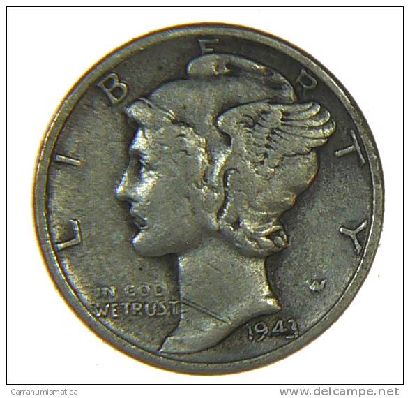 U.S.A. - STATI UNITI D' AMERICA - ONE DIME ( 1943 ) MERCURY - AG / SILVER / SILBER - 1916-1945: Mercury