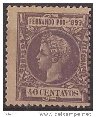 FPOO65-LB252TAN.Guinee.Guinea Español..ALFONSO   Xlll.FERNANDO POO.Alfonso Xlll.1899.(Ed 65*) Con Charnela.MAGNIFICO. - Nuevos